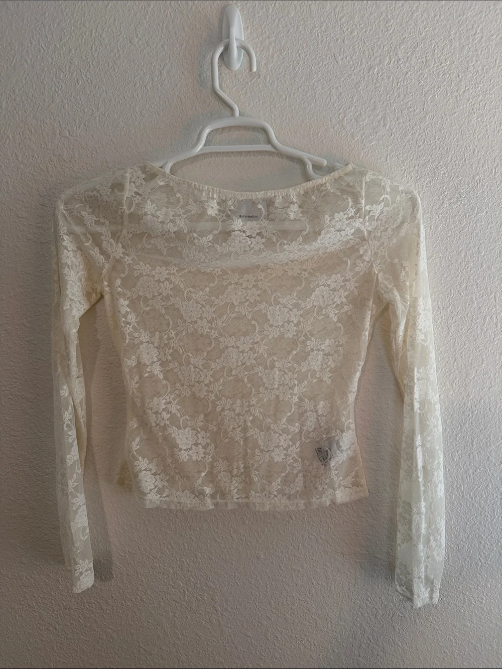 Reformation Adriano Lace Knit Top in Ivory Size Medium NWOT